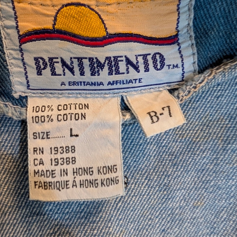 Vintage Pentimento Denim Vest Medium Wash Cinch Back Charms Womens Large B-7 - Picture 10 of 11